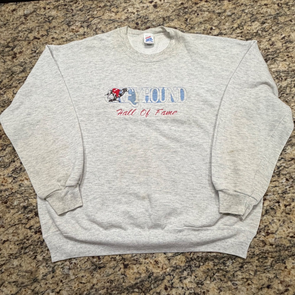 Vintage‎ Jerzees Greyhound Hall Of Fame Sweatshirt XL Gray Made in USA 90s Mens